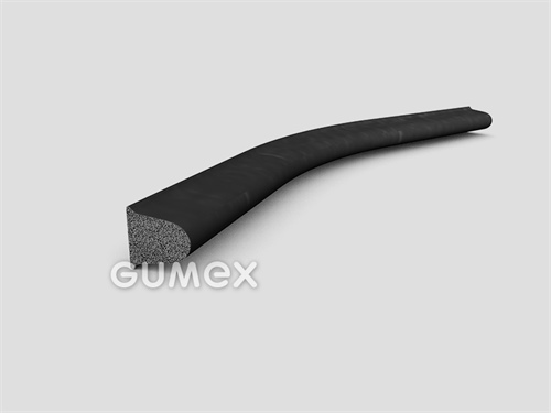 Mikroporézny profil tvaru "D", 11,5x12/R3,75mm, 2-prúd, hustota 500kg/m3, EPDM, -30°C/+80°C, čierny